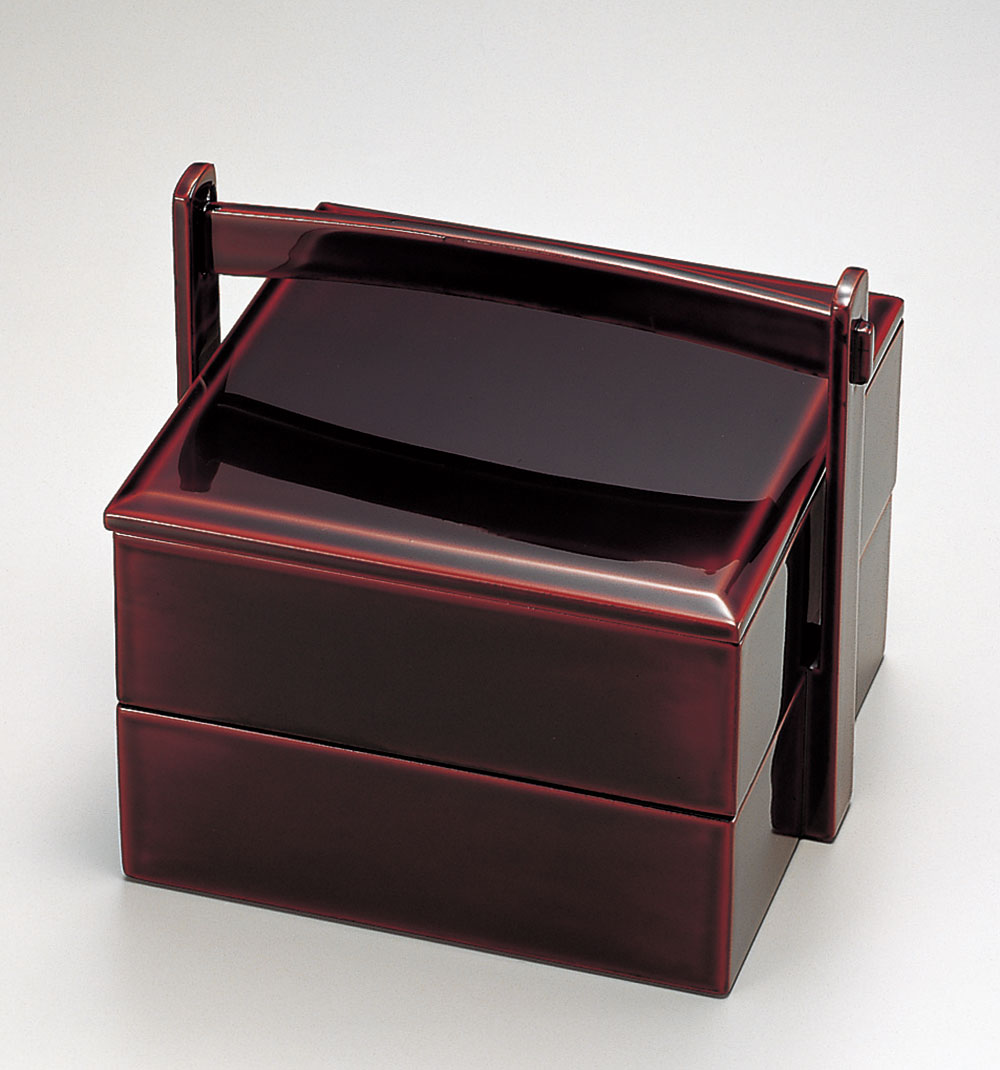 bentobako3107 2 - 溜塗（ためぬり）　手提弁当（15.5×13.6×高さ14.0cm）［1個］【お正月】