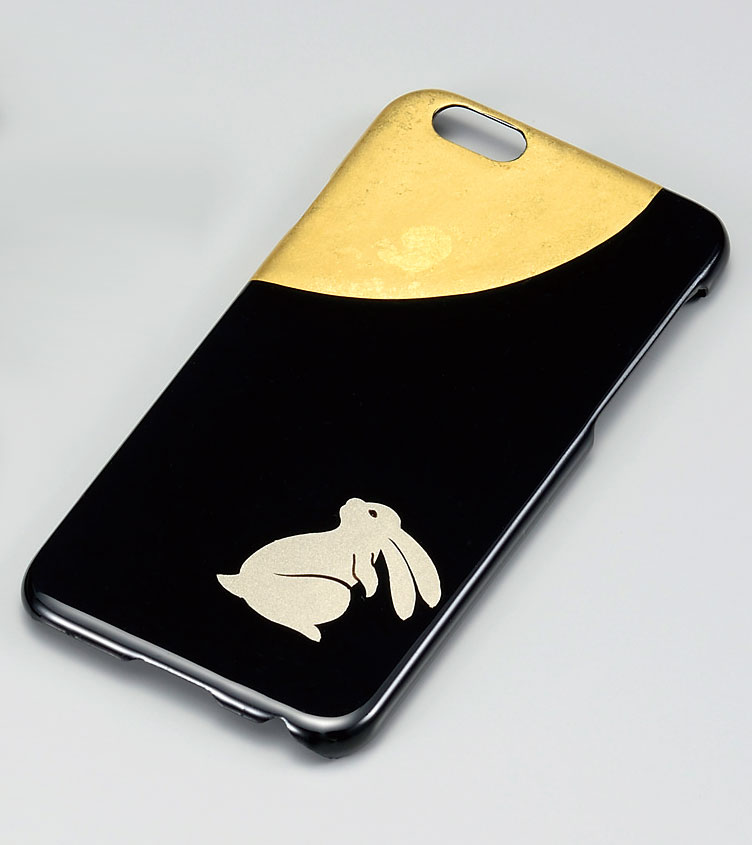 iPhonecase3099 3B - 【手描き蒔絵・消し蒔絵】月うさぎ　iPhoneケース［1個］（iPhone8対応スマホケース）