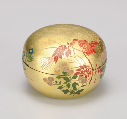 無題 3 - 越前漆器　玉匣 金箔秋草　[1個]